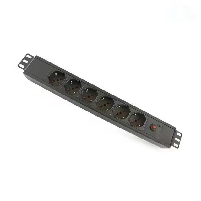 Eu Plug Socket 6 Outlets 16A Denmark PDU SOCK German Plug 1.5U 19 Inch Rack Mount 8 Ways Germany & Italy PDU 18 U Network Rack