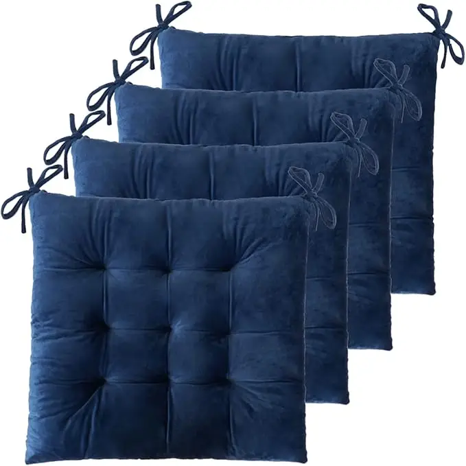 Grosir Bantalan Duduk Persegi Berlapis Warna Biru Navy untuk Penggunaan Dalam Ruangan, Bantalan Duduk Warna Solid, Bernapas, Pelindung Area Bokong dengan Tali
