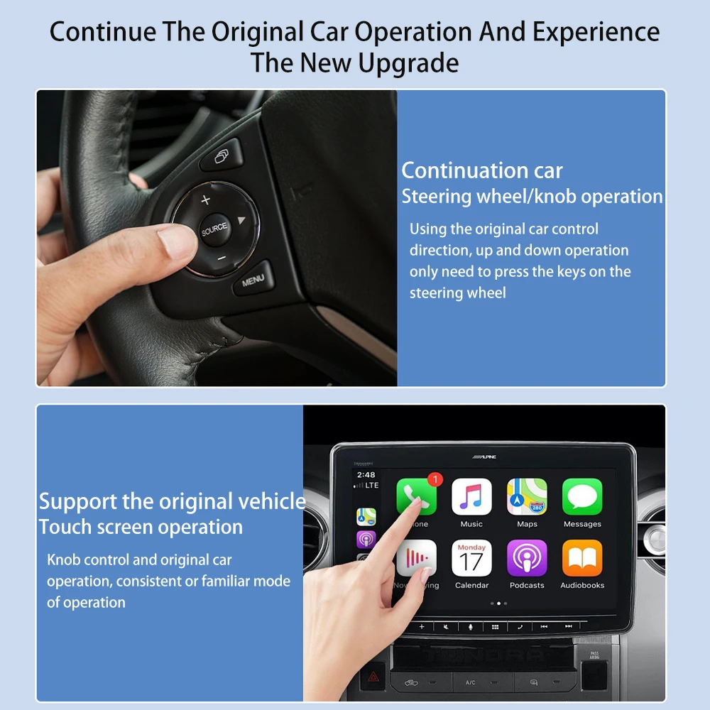 Mini 2-in-1 Wireless CarPlay & Android Auto Adapter with Ai Box for iPhone IOS13.5+ & Android 13 Universal Fitment - view 6