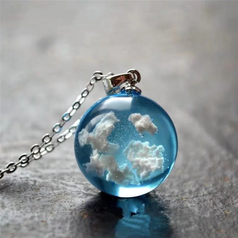 Wholesale Blue Sky Clouds Resin Jewellery Cloudy Sky Necklace