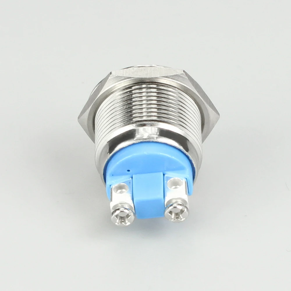 19MM Metal Push Button Switch ON-OFF Flat Button Push Switch 2Pin Momentary Push Button Switches with Screw Terminal