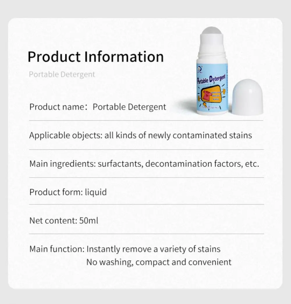 Portable 50ML Rolling Ball Oil Detergent Liquid Form Cloth Stain Remover Pen for Clothes Sofa Pants Sofa Cleaning