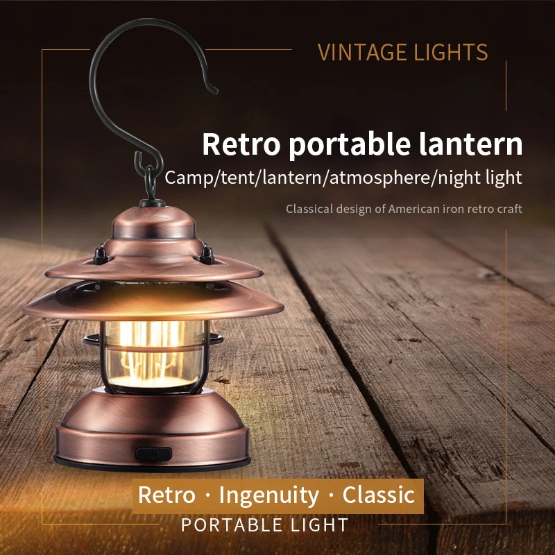 Retro Camping Lamp Portable Outdoor Table Lamp Horse Lantern Tent