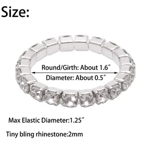 Hot Sale Fashion Style Silver Plated Crystal Rhinestone Finger Ring Elastic Band Toe Rings