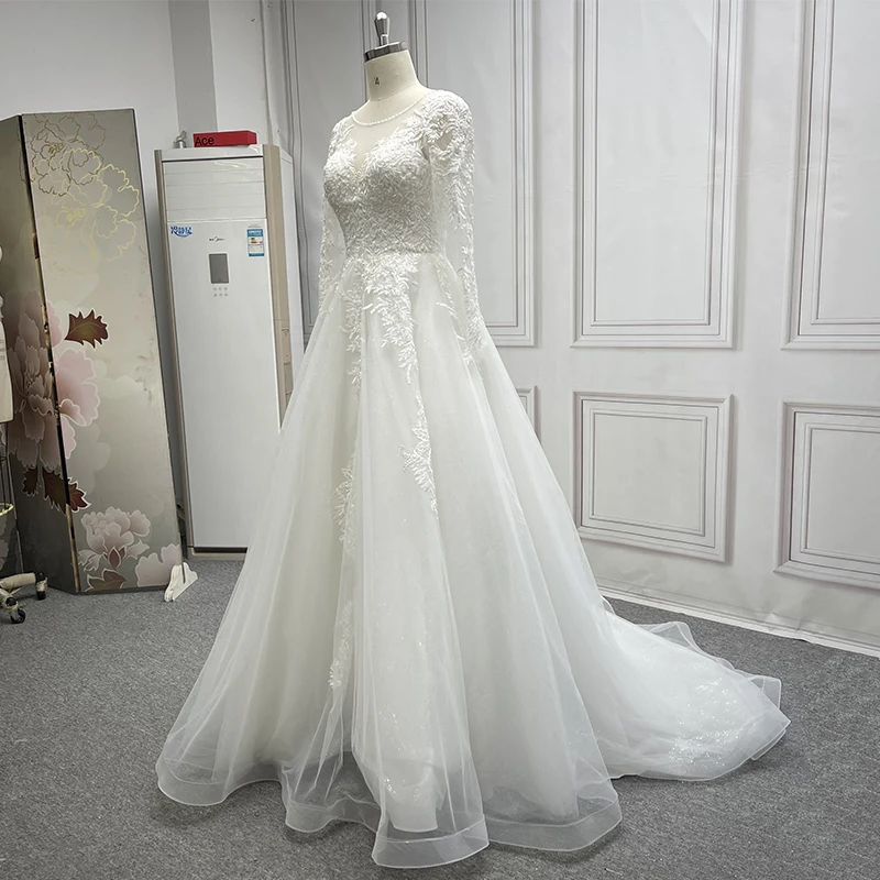 KDG Bright Gowns for Women Chapel Train 3d Flower Bridal Lace Woman Wedding  Party High End White Long Wedding Dresses Dress 2023