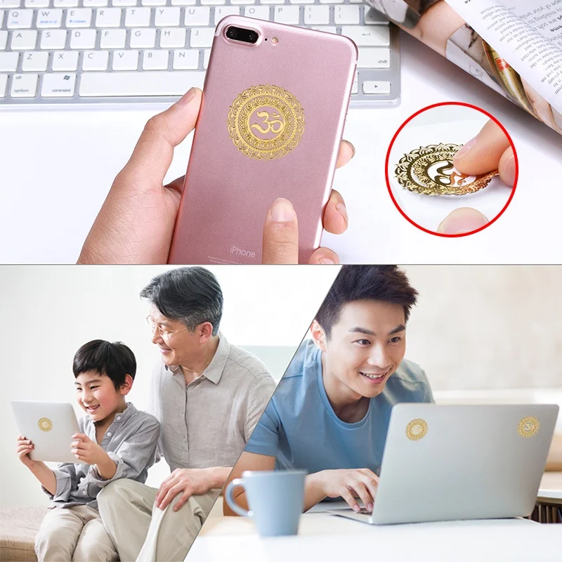 Gold Elephant with OM Design Special Hollow 4G 5G Anti-Radiation Stickers PVC EMF Protection - Image 6