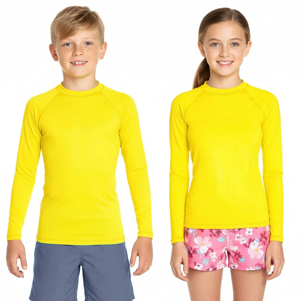 Top rash guard personalizzato per bambini, protezione UPF 50, maglia a manica lunga rapida asciugatura per ragazzi e ragazze, per surf, nuoto, in spandex poliestere