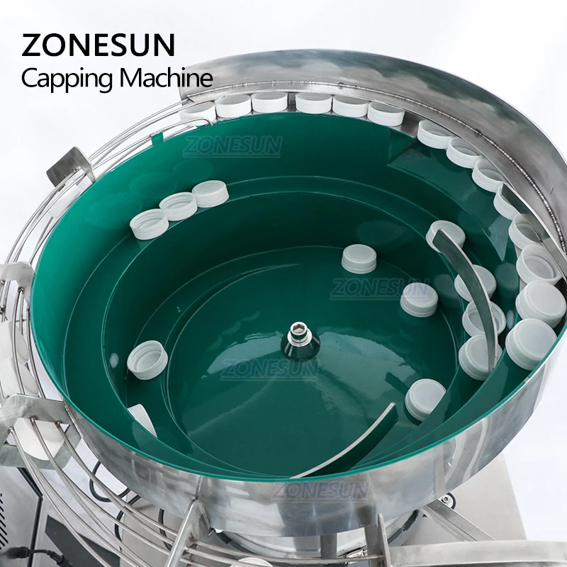 ZONESUN Automatic Essential Oil Dropper Bottle Cap Tightening Screw Lid Vial Capping Machines With Cap Feeder for Glass Jars