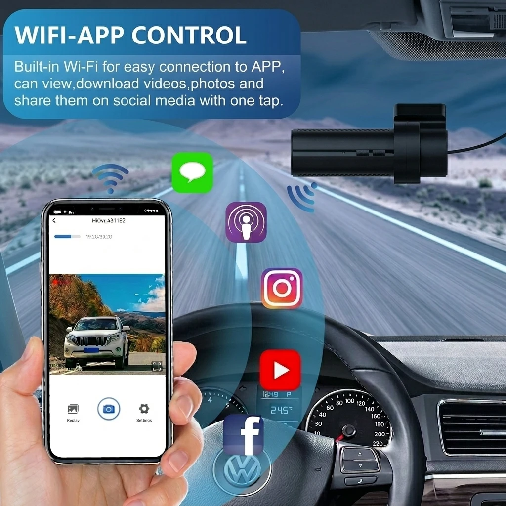 VIEVGUARB UHD 1440P Dashcam with 24Hours Parking Mode Car DVR Vehicle Recorder Video with 1-Year Warranty
