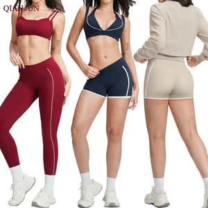Custom Women Sportswear Fitness Wear tank Top Workout Suit Long Sleeve Jacket High Waist Legging Yoga Set Gym Fitness Sets