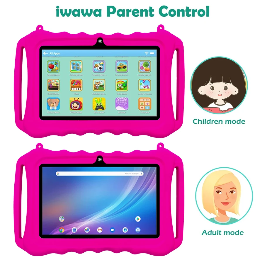 7インチ子供用タブレット、Android搭載、2G+32GB、Wi-Fi、教育用キッズ