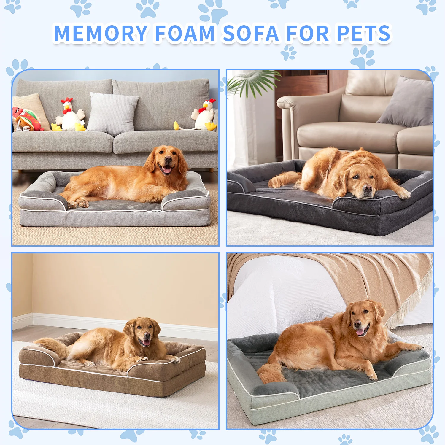 Wholesale waterproof heavy duty extra large orthopedic egg crate memory foam dog pet sofa bed for large dogs details