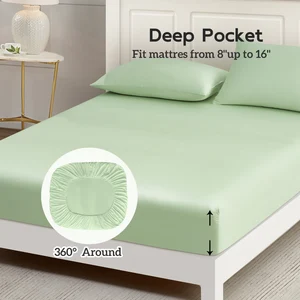Microfiber Quilted Fitted Bed Sheets King Queen Waterproof Cotton Mattress Protector Silk Bed Cover Protector 400TC All-Season