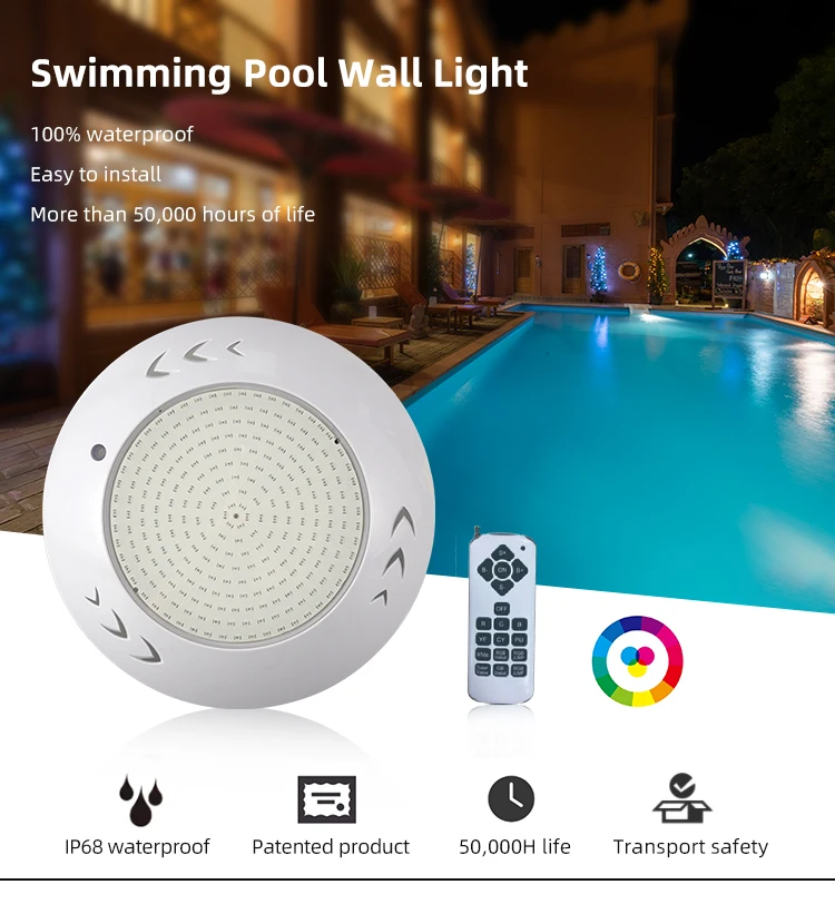Pool Lamp Resin Filled Remote Control Rgb Ip68 Waterproof Swim Under