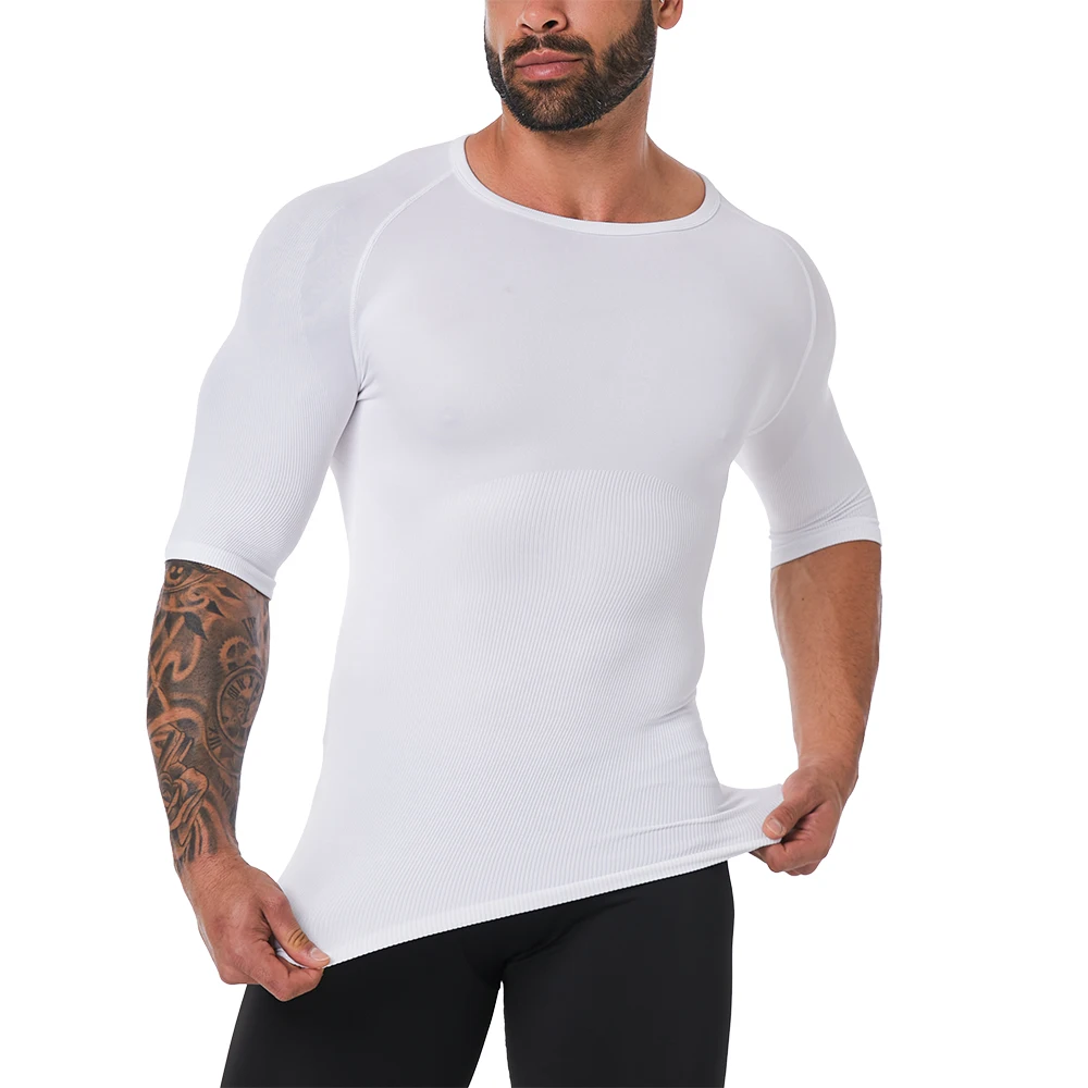 Customize Mens Shapewear Tummy Control Compression Shirts Slimming Undershirt Body Shaper