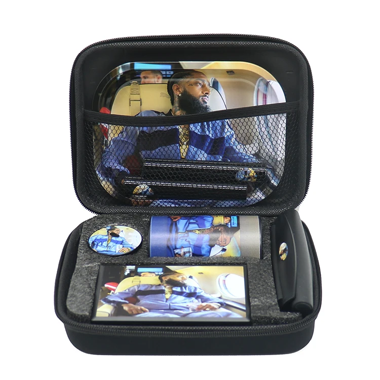 Wholesale Smoke Shop Travel Bag Smoking Set Custom Metal Rolling Tray Digital Scale Herb Grinder