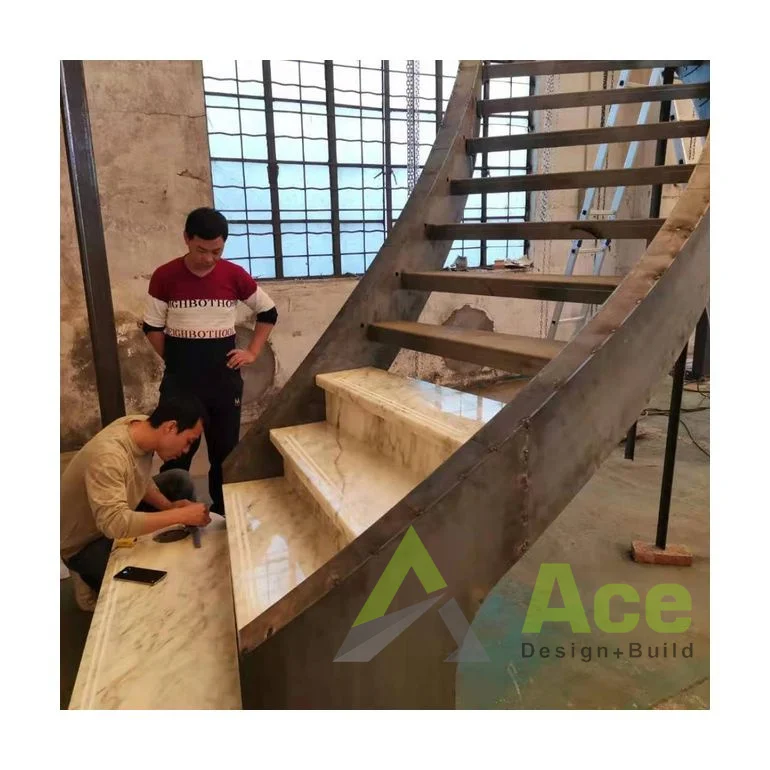 Villa Projects Curved/arched Double Beam Staircase with LED Stairs Light Solid Wood Tread