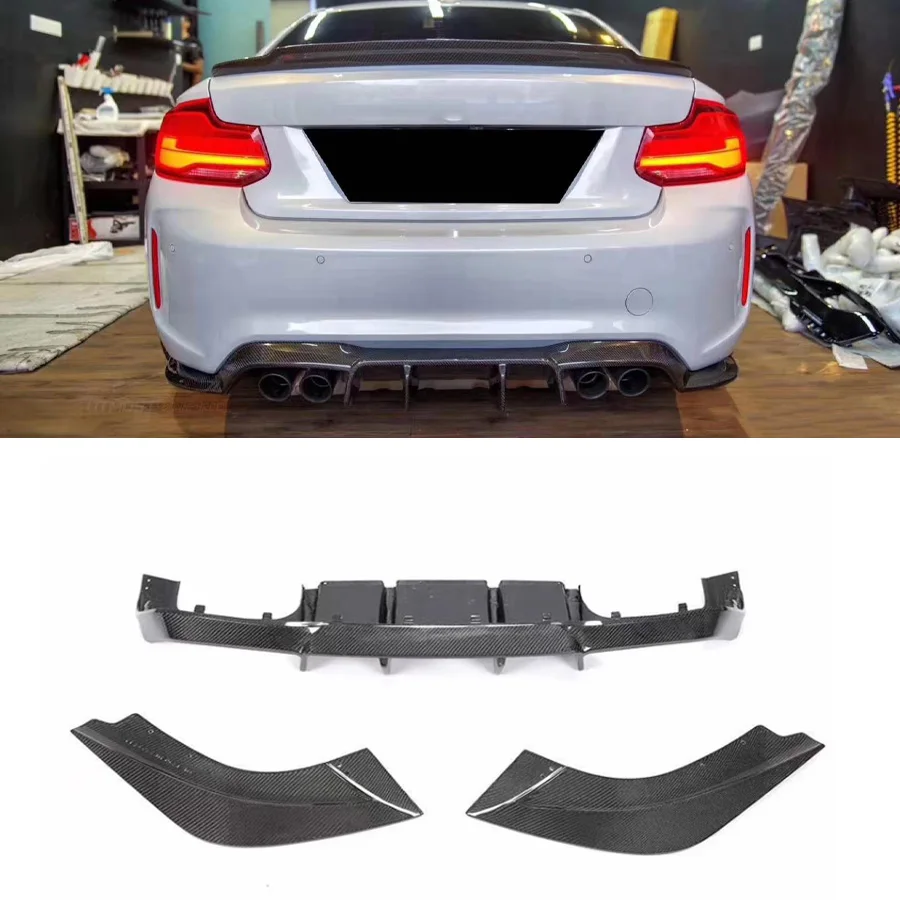 V Style Carbon Fiber Rear Bumper Lip for BMW M2 M2C F87 Rear Bumper ...