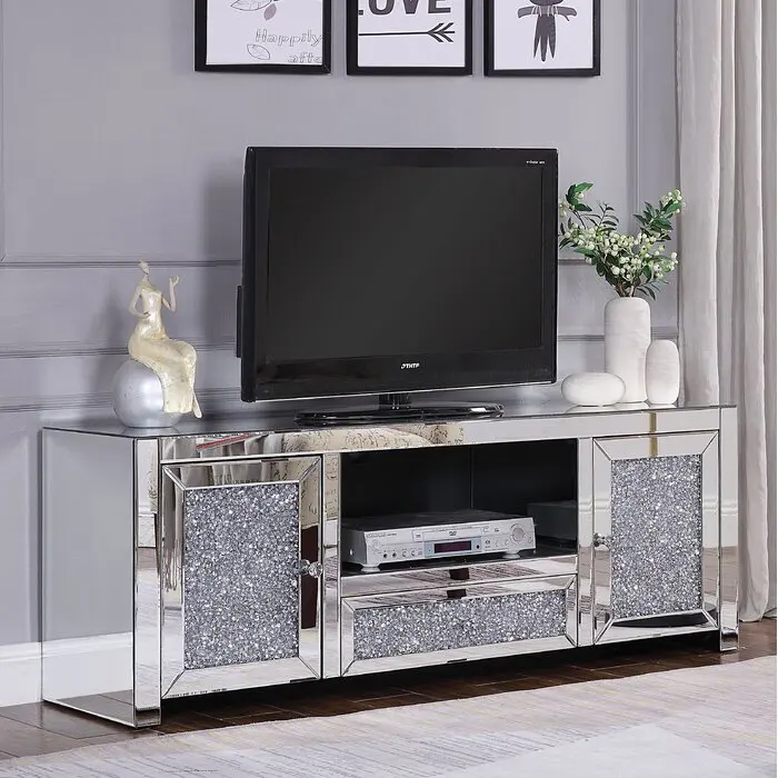 Tv showcase with mirror discount