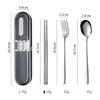 [Blue bottom box] spoon, fork and chopsticks three-piece set