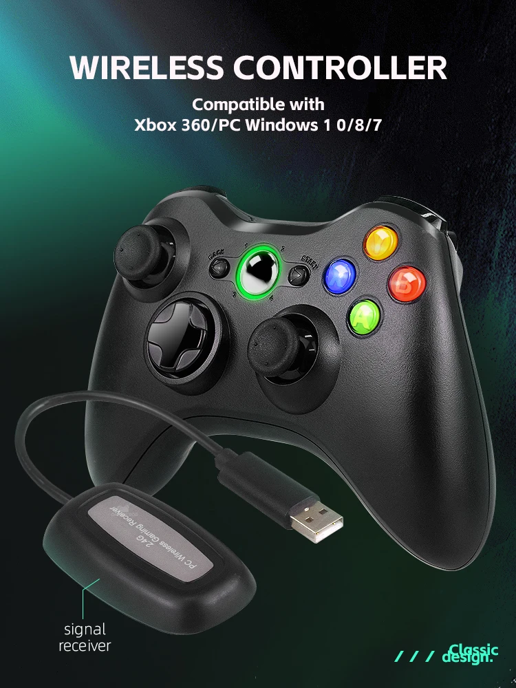 Data Frog Usb Wireless Gamepad For Xbox 360/360 Slim Controller ...