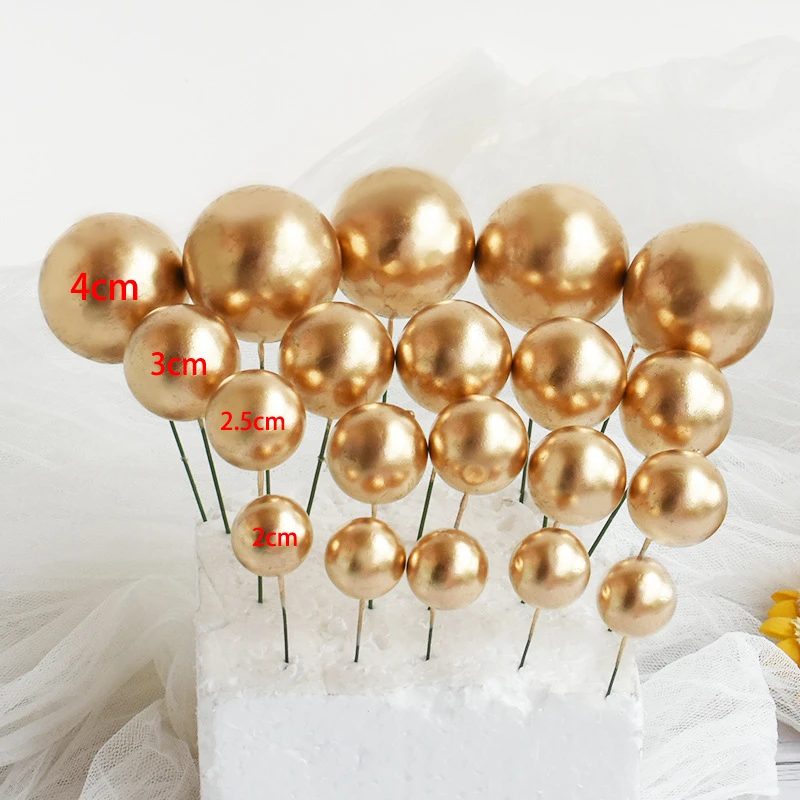 Wholesale Golden Ball Birthday Party Cake Topper Themed Birthday Faux ...