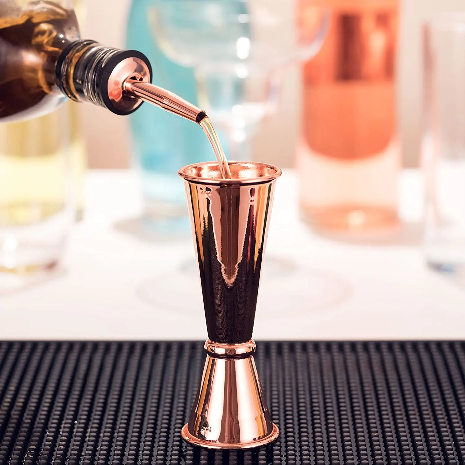 Shaker Per Cocktail In Vetro 350 Ml – Professionale, Con Coperchio E Filtro In Metallo, Rosa Oro, A Tenuta Stagna - 3