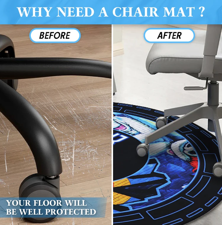 Non Slip Gaming Chair Mat with Logo Made of Nylon for Floor Protection factory