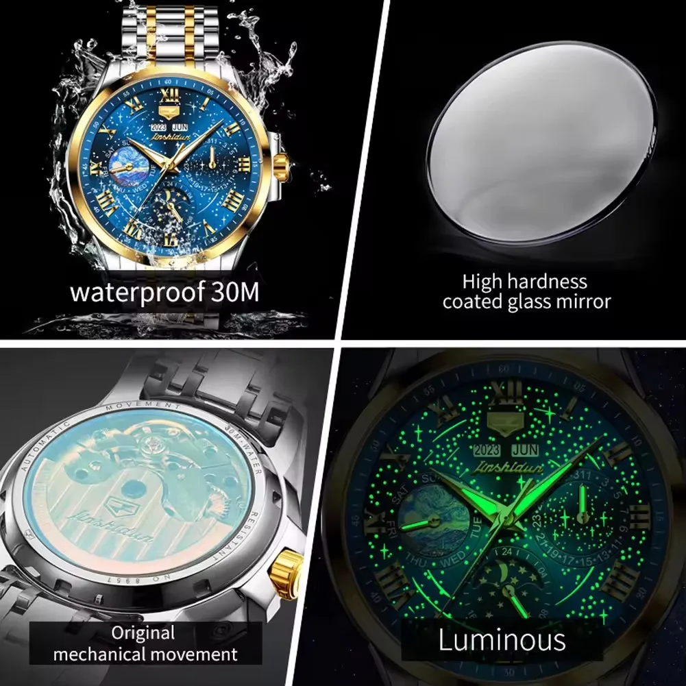 Jsdun 8957 Star Mechanical Men's Watch - Waterproof & Stylish