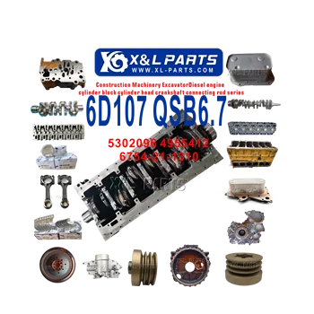 XinlianPower Cummins QSB6.7 Long Block Cylinder Block Assembly 5302096 4955412 for Komatsu 6D107 6754-21-1310 4991099 Excavator