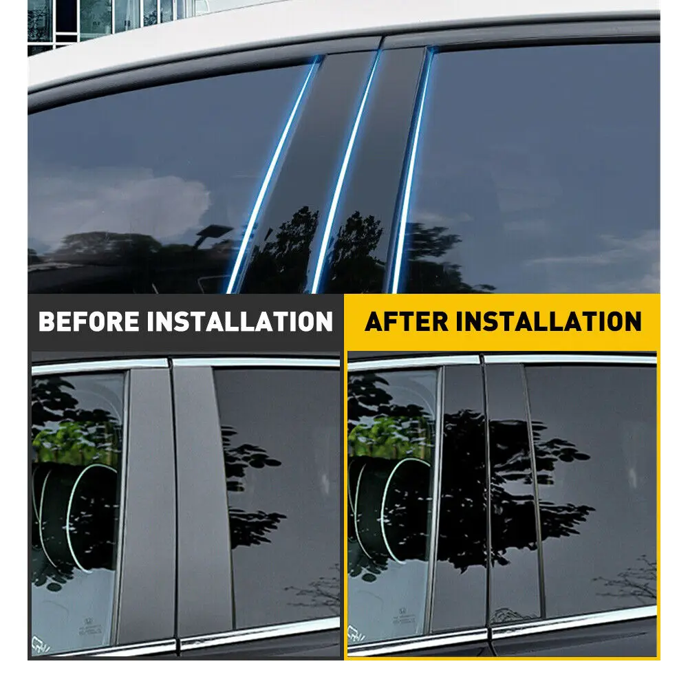 Suitable for Jeep Renegade 2016-2023 Car Side Door Frame Cover Accessories Window Decoration Bright Black Center Column Sticker