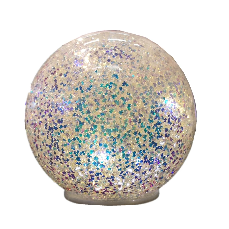 Christmas decoration home decoration beautiful blue sequins warm with led hand blown Glitter glass ball