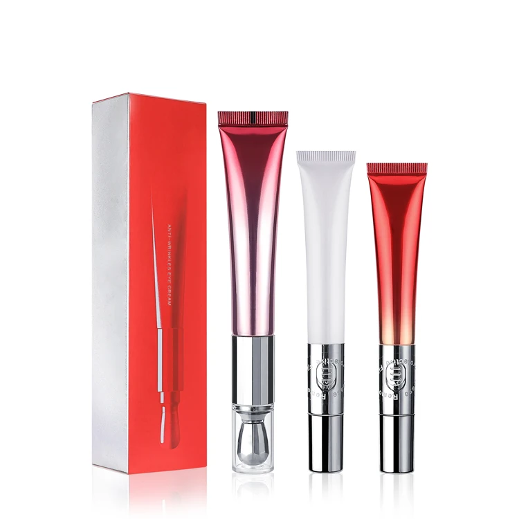 Custom Cosmetic Luxury Empty Soft Tube Packaging Vibrating Eye Cream Massage Plastic Tube with Electric Metal Roller Applicator