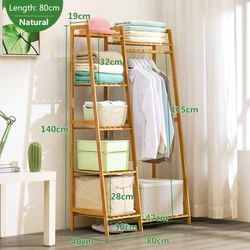 Large-sized Multi-Purpose Free Standing Bamboo Clothing Garment Coat Rack Stand Ladder Storage Shoe Shelf