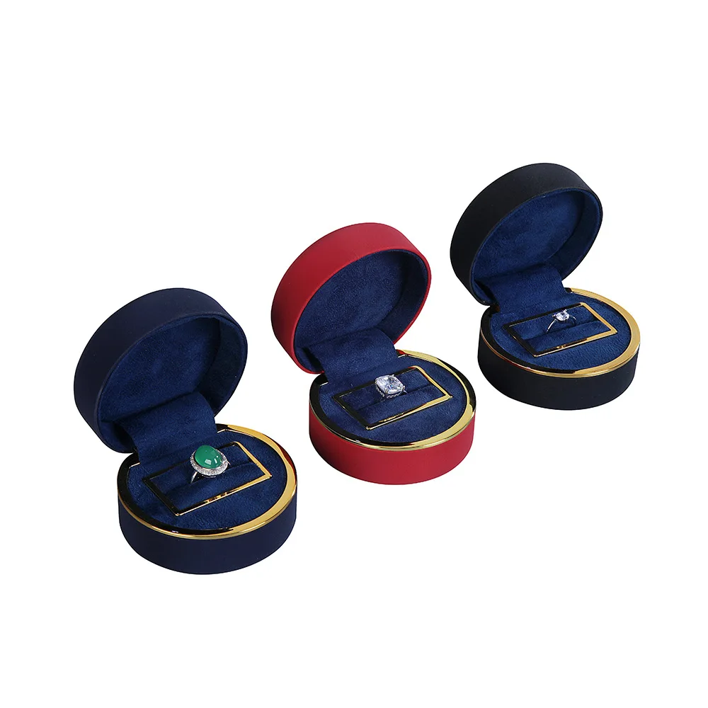Light Luxury Semi-Circular Light Box Series Velvet Jewelry Box Bronzing Indentation Exquisite Necklace Bracelet Ring Storage Box