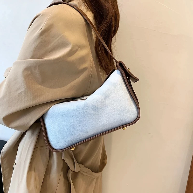 Luxury Women's Shoulder Bag 2024 New Blue Denim Fashion