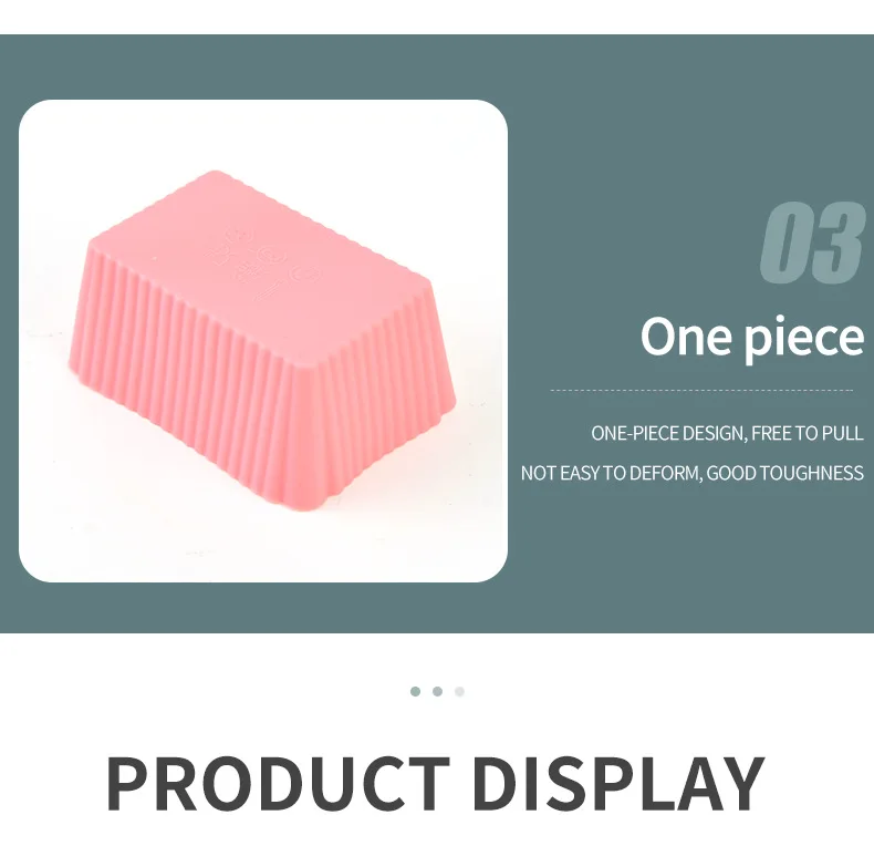 Reusable Rectangle Shape Silicone Baking Cups Standard Colorful Silicone Cake Mold for Tools details