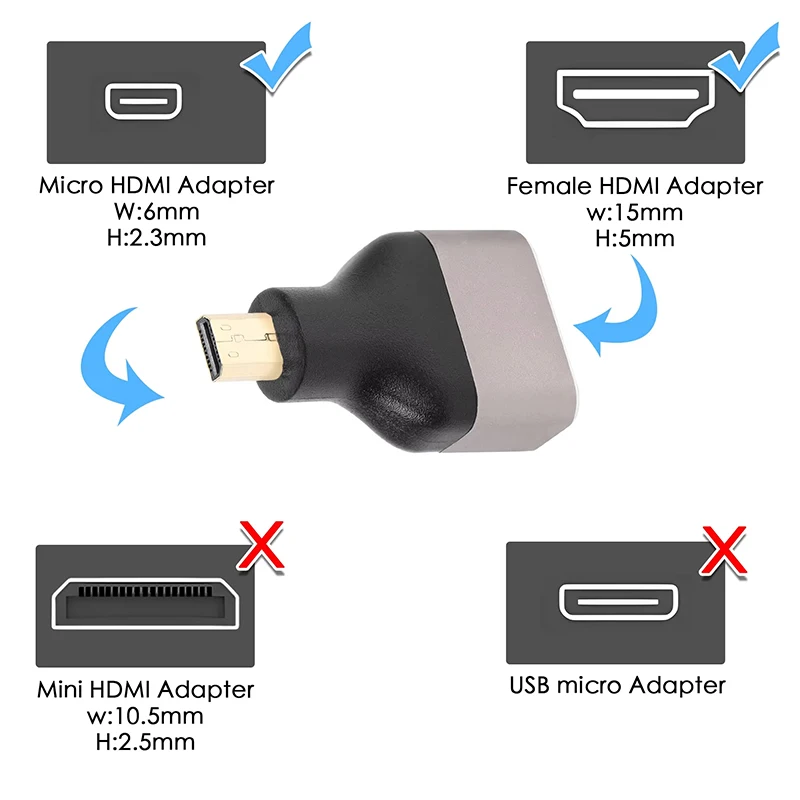 Cable Convertidor Conector Hembra a Macho Micro HDMI de 8K 60Hz 2.1 Cable Hdmi Compatible con Ps5 Xbox TV Proyector