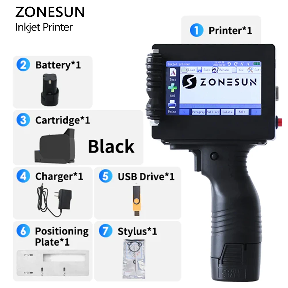 ZONESUN ZS-HIP254 Portable Inkjet Printer for Color Labeling