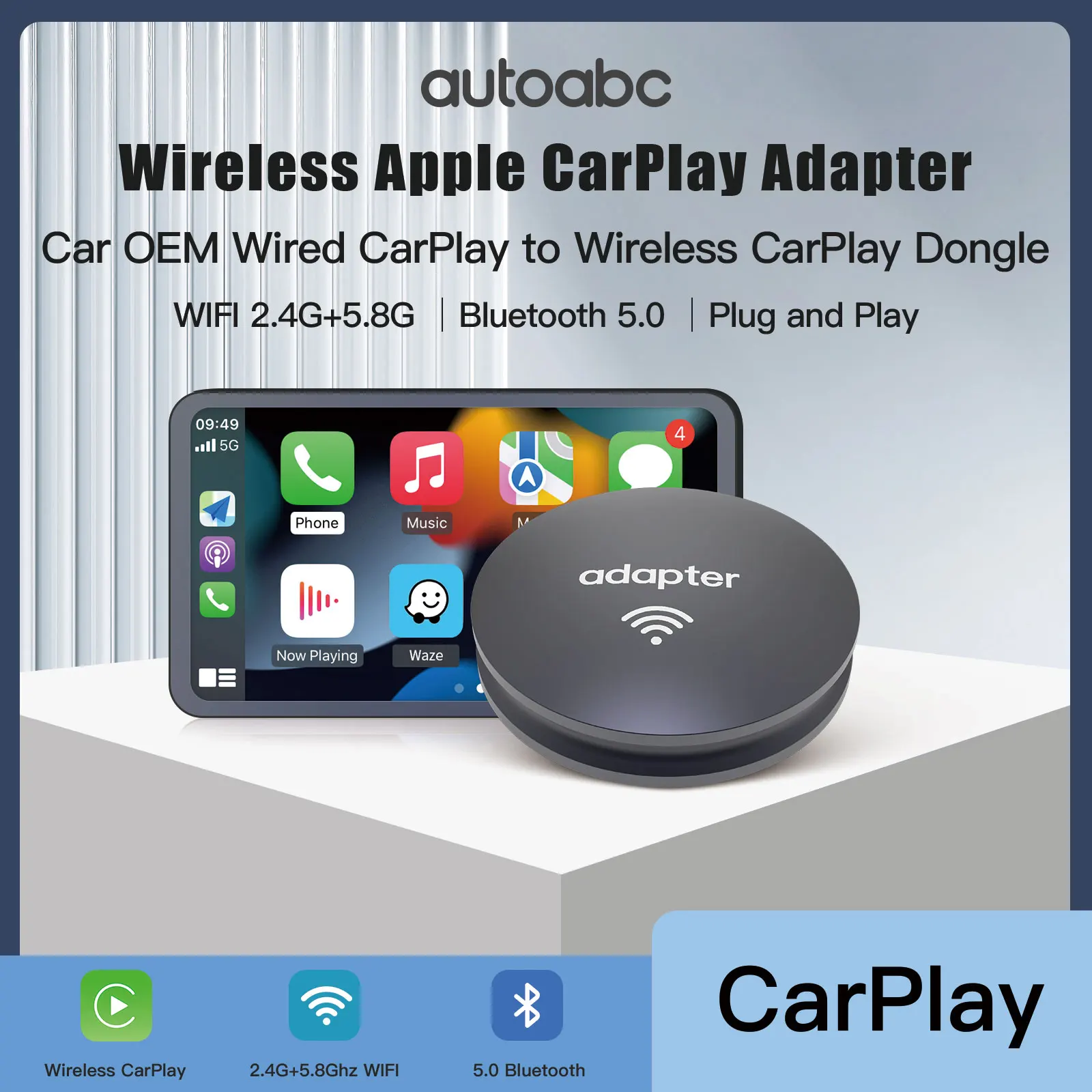 Autoabc 2023 Wireless Carplay Dongle For Oem Wired Car Play Cars ...