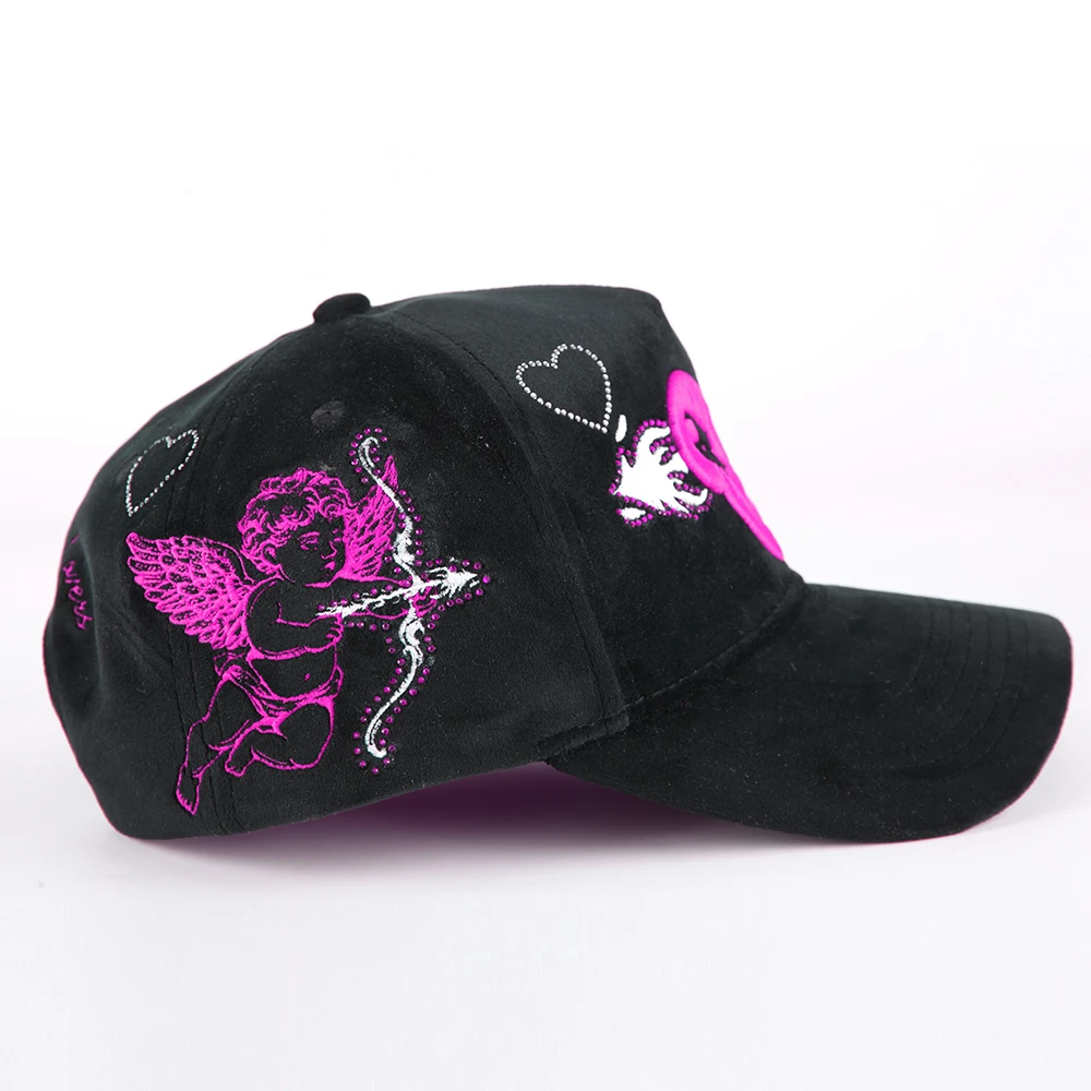 OEM Custom Suede Rhinestone Baseball Cap - Unisex 5-Panel  display picture 3