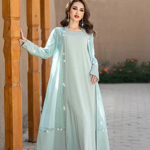 Wholesale Mint Green Organza Two-Piece Cardigan Dress