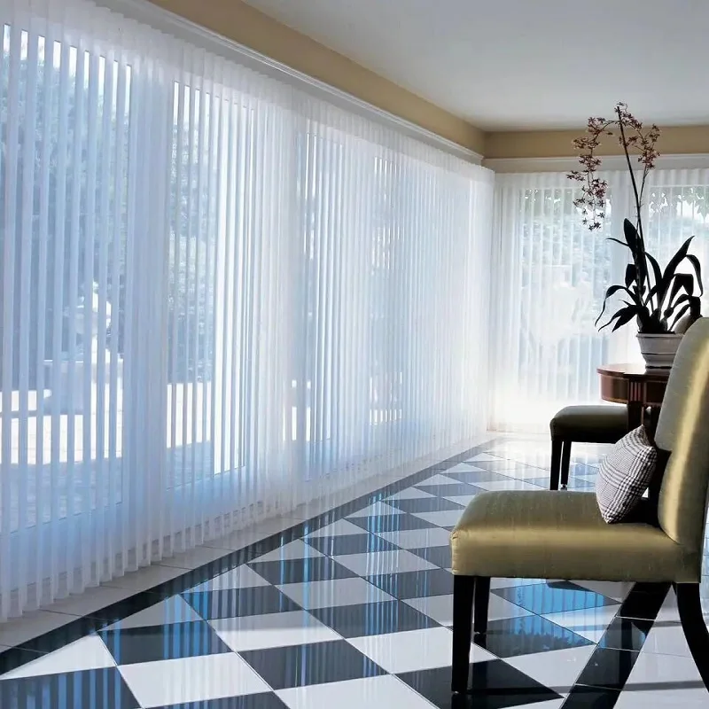 Vertical Shaded Gray Sheer Curtains with Cord Weight Dual Window Sheer Shades Luminette for Outdoor Big Window Door Treatment