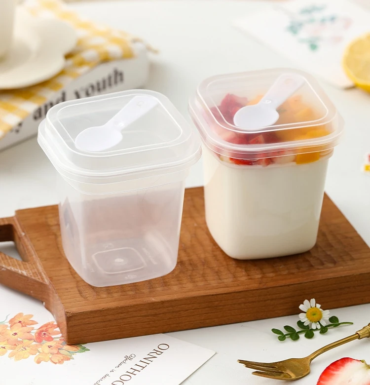 High Quality Plastic 220ml 280ml Transparent PP Double Skin Milk Yogurt PP Pudding Cup With Lid
