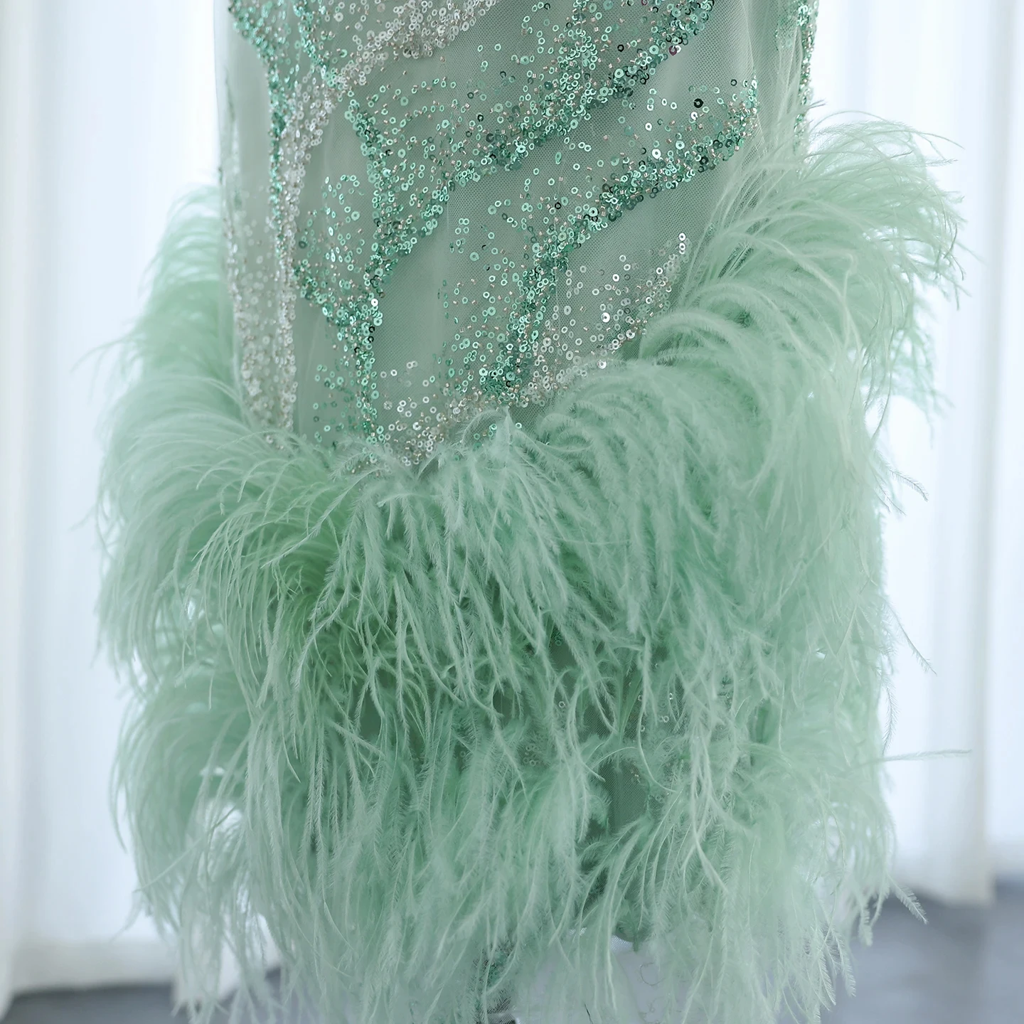 Luxury Feather Sage Green Arabic Evening Dresses Cross Back Midi Formal  Wedding Party Gowns SZ436| Alibaba.com