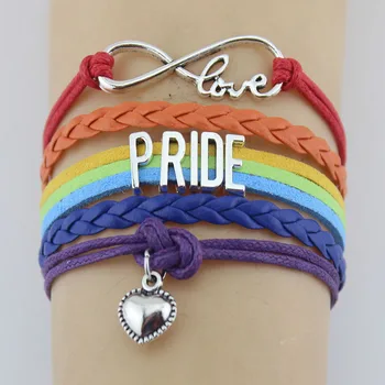 Gay Pride LGBT Rainbow Bracelet Infinity Love Friendship Gifts Wedding Charms Personal Jewelry