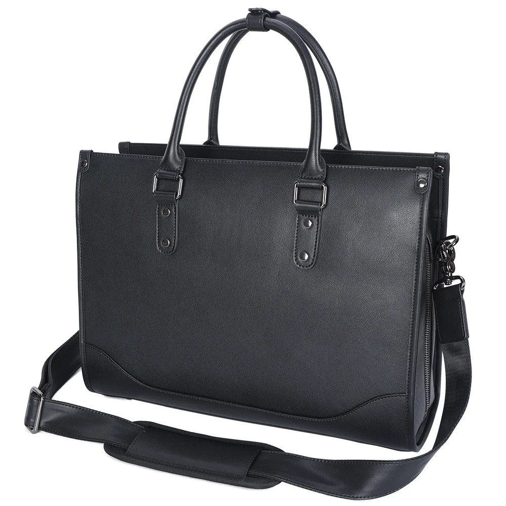 Black Full Grain Leather Cow Skin Messenger Business Handbag Handbag Bag Men Genuine Leather Computer Laptop Briefcases Bag