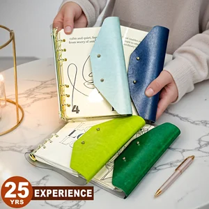 New Design ECO Friendly Customized logo Journal Pu Leather Snap Button Organiuzer PVC Cover Binder Notebook