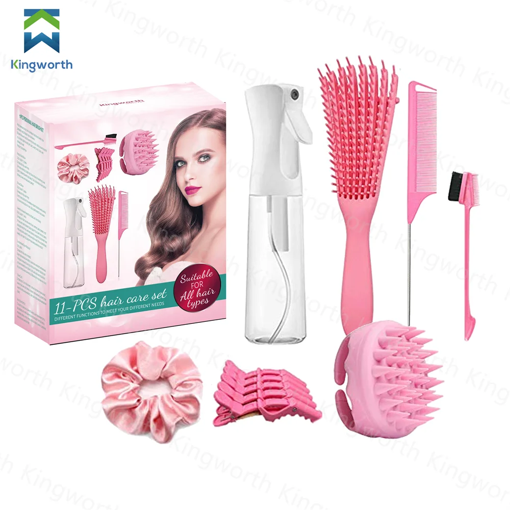 Kingworth 11 Pcs Curly Detangling Hair Combs Detangling Brush Wet Hair Detangler Brush For Hair