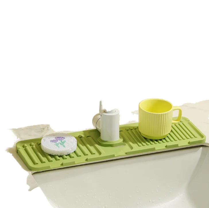 2024 Hot Sale  Kitchen Sink Splash Guard Reusable Silicone Draining Mat Fast Drying Stone Sink Tray Faucet Mat for Kitchen Sink